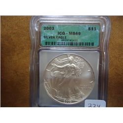 2003 AMERICAN SILVER EAGLE ICG MS69