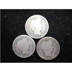 1900-S,02-S & 05-S BARBER DIMES