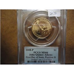2008-P ADAMS DOLLAR PCGS MS66 POS. B