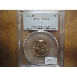 1946-D JEFFERSON NICKEL PCGS MS65