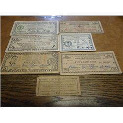 7 PIECES OF WWII PHILIPINNES GUERILLA CURRENCY