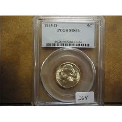 1945-D 35% SILVER JEFFERSON WAR NICKEL PCGS MS66
