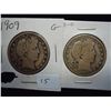 Image 1 : 1909 & 09-O BARBER HALF DOLLARS