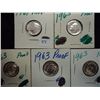 Image 1 : 1961 & 4-1963 SILVER ROOSEVELT DIMES PROOF
