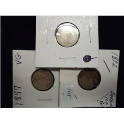 1892,93 & 97 BARBER DIMES