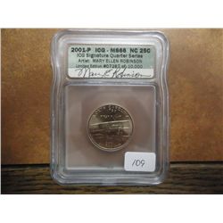2001-P NORTH CAROLINA QUARTER ICG MS66