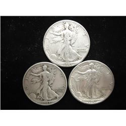 1941,43 & 45-D WALKING LIBERTY HALF DOLLARS