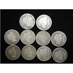 10 ASSORTED BARBER DIMES