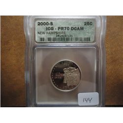 2000-S NEW HAMPSHIRE QUARTER ICG PR70 DCAM