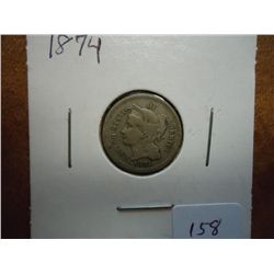 1874 THREE CENT PIECE (NICKEL)