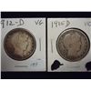 Image 1 : 1912-D & 15-D BARBER HALF DOLLARS BOTH VERY GOODS