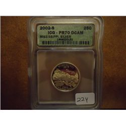 2002-S SILVER MISSISSIPPI QUARTER ICG PR70 DCAM