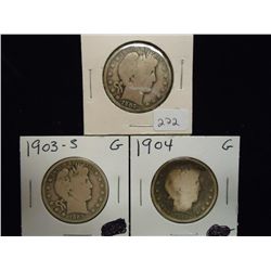 1902,03-S & 04 BARBER HALF DOLLARS