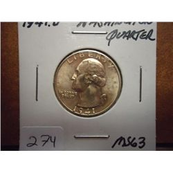 1941-D WASHINGTON SILVER QUARTER MS63