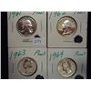 1961,62,63 & 64 WASHINGTON SILVER QUARTERS PROOF