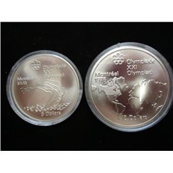 CANADA 1975 $5 & 73 $10 OLYMPICS SILVER (PF LIKE)