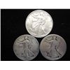 Image 1 : 3 ASSORTED WALKING LIBERTY HALF DOLLARS