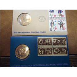 2 US MINT 1972 & 75 BICENTENNIAL FDC'S