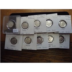 10 ASSORTED SILVER ROOSEVELT DIMES