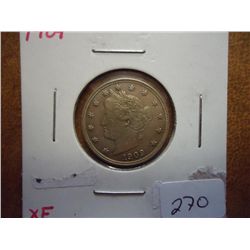 1909 LIBERTY  V  NICKEL (EXTRA FINE)