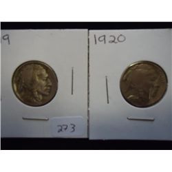 1919- AND 1920 BUFFALO NICKELS BOTH EF