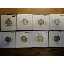 8 ASSORTED MERCURY DIMES