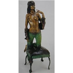 "Woman On Stool" Bronze Sculpture - Jotocu