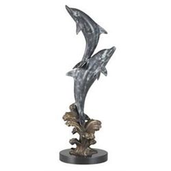 Cresting Dolphins Bronze Sculpture