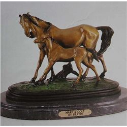 "Mare & Colt" Bronze Sculpture - Fratin