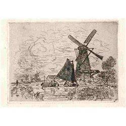 Jongkind Original Etching "Near Rotterdam"