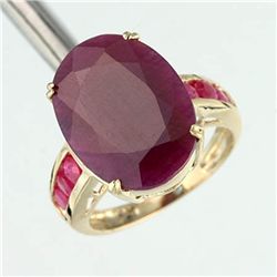 6.0 Ct. Ruby Ring - Oval Cut - 10ky Gold