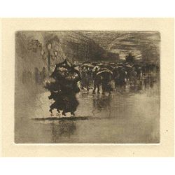 Buhot "Sous L'averse" Original Etching And Aquatint