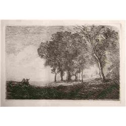 Jean-Baptist Corot  Paysage D'italie  Original Etching