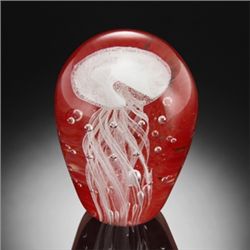 Art Glass Red Jellyfish Glow In The Dark