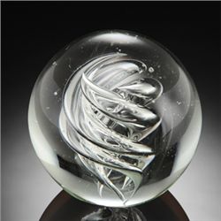 Art Glass Clear Patterned Sphere 3.5" Dia