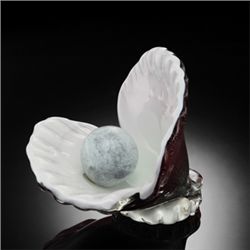 Art Glass Oyster Shell With Pearl