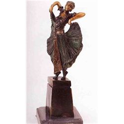 "Dancer With Raised Skirt" Bronze Sculpture - Chiparus