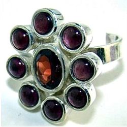 Silver and Garnet Ring