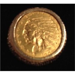 1909 $2.5 GOLD INDIAN HEAD 14K GOLD MENS RING