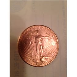 1924 $20 GOLD ST GAUDENS COIN, AU-58