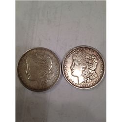 TWO 1921 SILVER MORGAN DOLLARS