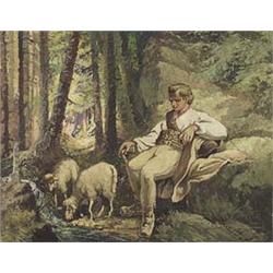 Author: Ladislav Berecz (1910-?), Title: Shepard and Sheep