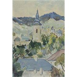 Author: Gejza Angyal (1888-1956), Title: View of Kremnica Town