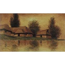 Author: Eugen Szepesi-Kuszka (1885-?), Title: Houses along River