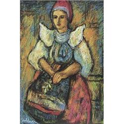 Author: Janko Alexy (1894-1970), Title: Sitting Girl in national costume