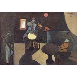 Author: Vincent Hložník (1919-1997), Title: In Coffeehouse III.