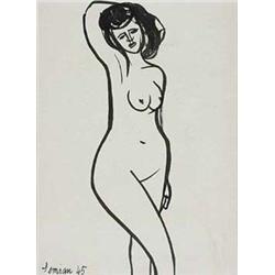 Author: Ervín Semian (1921-1965), Title: Standing Nude