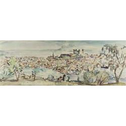 Author: Ladislav Cemický (1909-2000), Title: Bratislava Landscape from Devín Castle