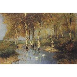 Author: Jenö (Ring) Kasznár (1875-?), Title: Autumn Birches