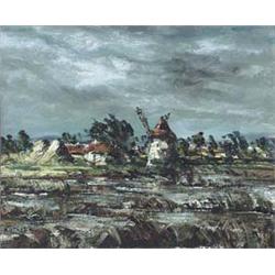 Author: Károly Kotász (1872-1941), Title: Landscape with Wind Mill